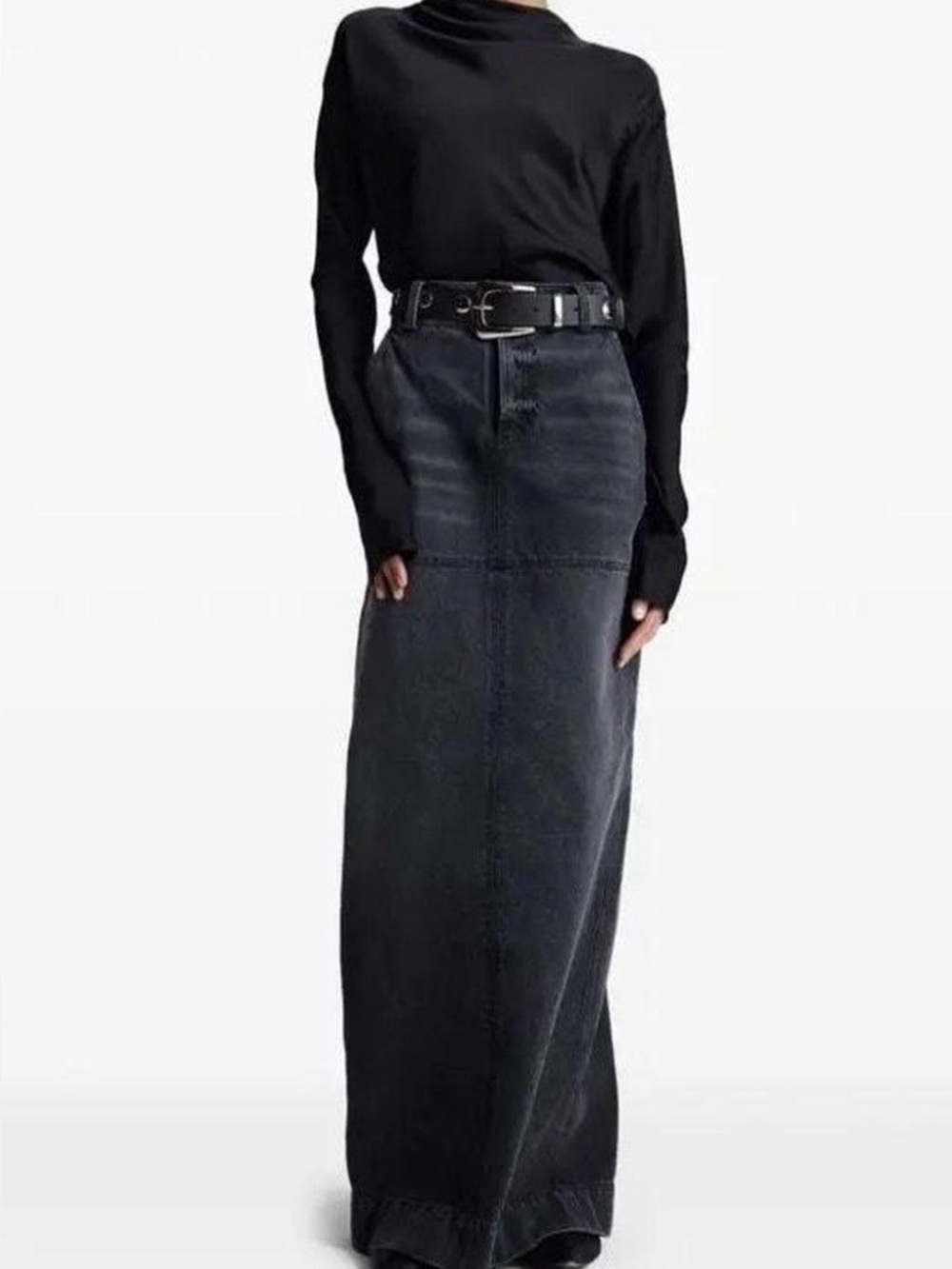 A.L.C. | Hunter Denim Maxi Skirt in Washed Black Size 8